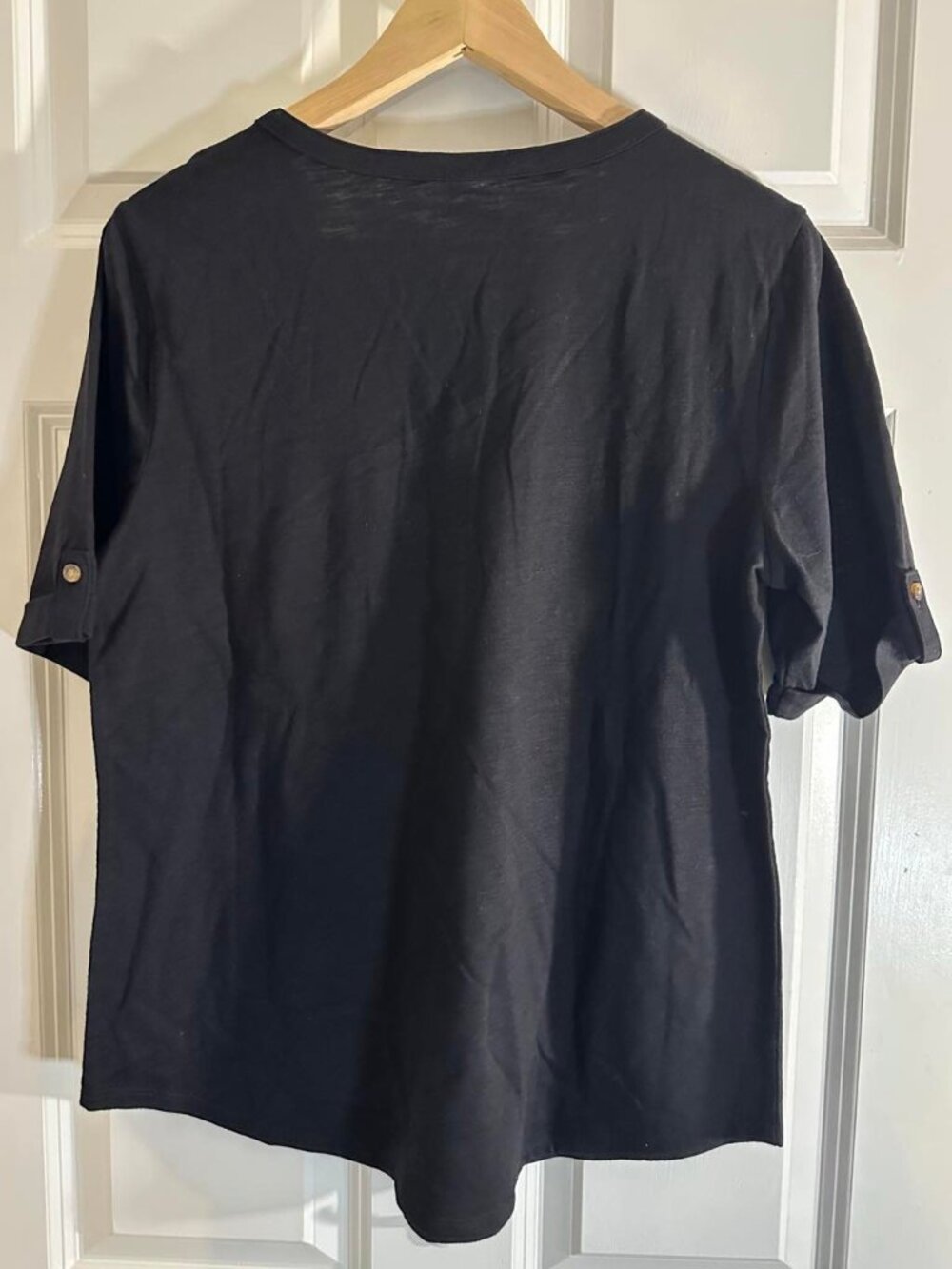 Croft & Barrow Black Utility Henley Top - Size M - Picture 2 of 4